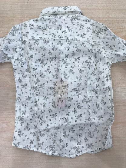 Camicia Croce Fisso Milano in lino manica lunga con collo a punta e piccole fantasie floreali