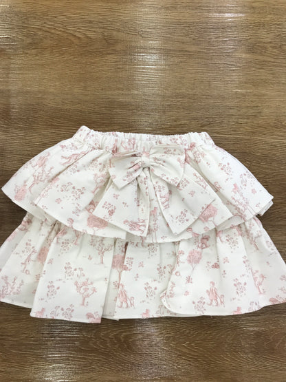 Gonna Fofettes in caldo cotone con doppia rusche con fiocchetto sul retro