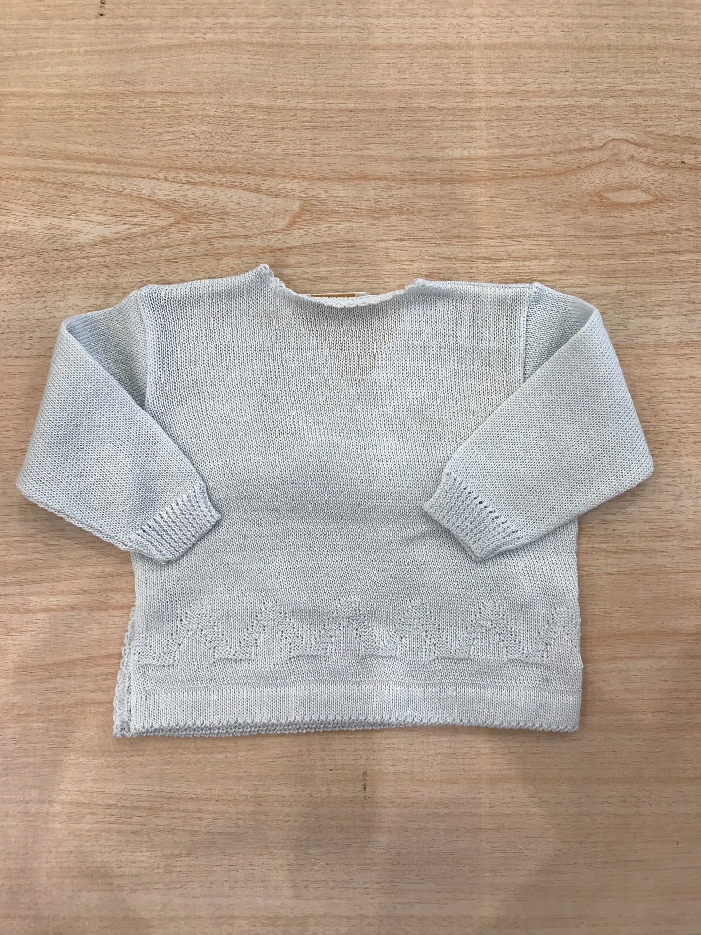 Cardigan Baby Lord in filo di cotone con abbottonatura incrociata con un lavoro traforato al bordo