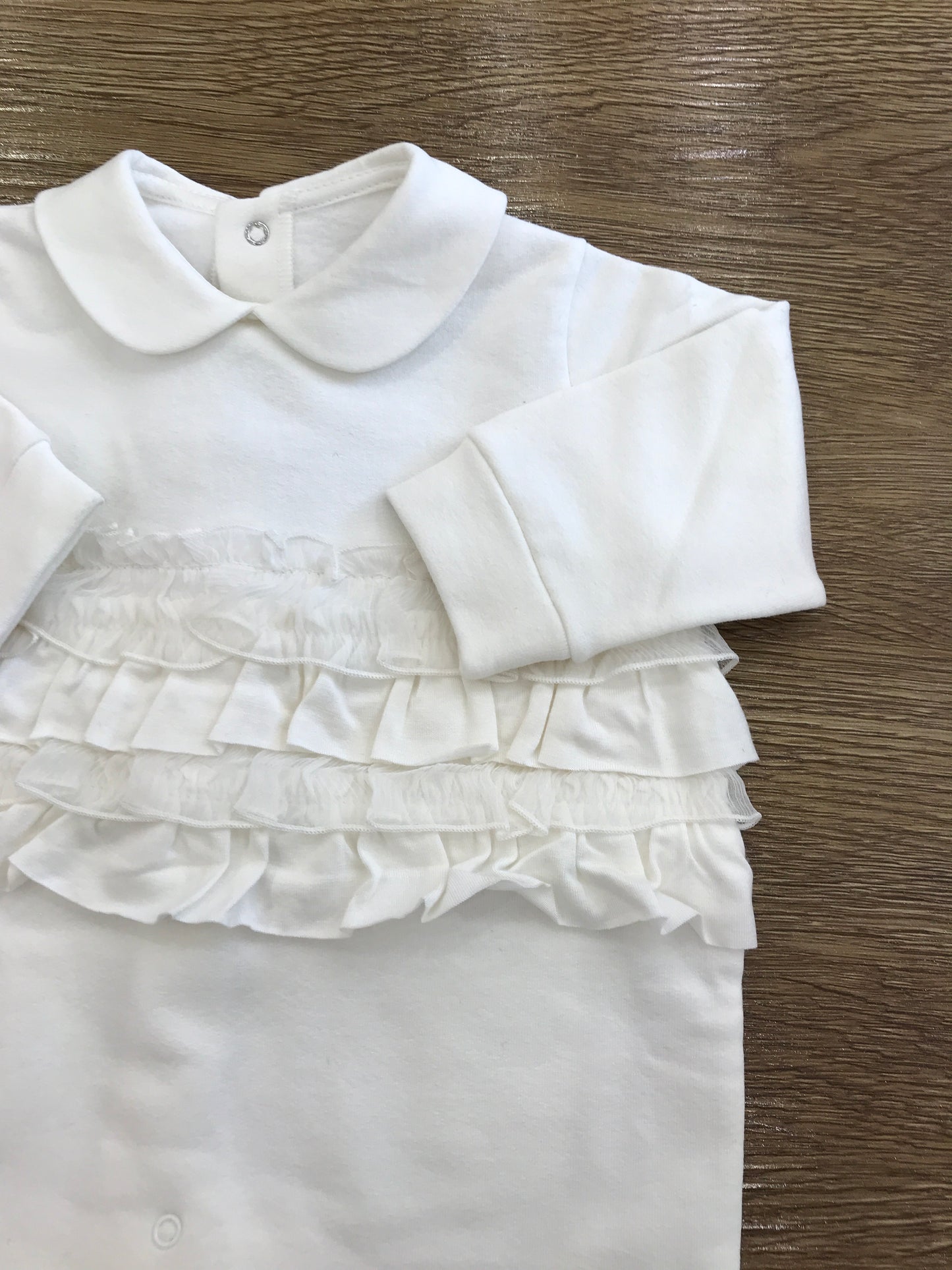 Tutina MiniCouture in caldo cotone panna con rusche