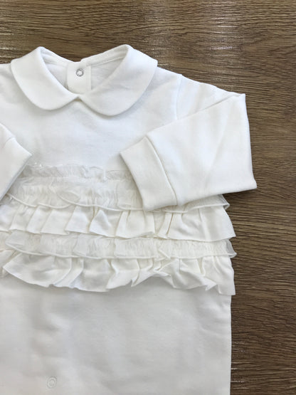 Tutina MiniCouture in caldo cotone panna con rusche