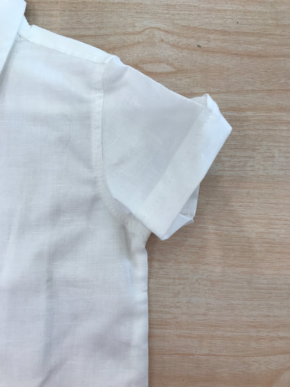 Camicia Cielo Blu bianca mezza manica con collo a punta e bottoni sul davanti