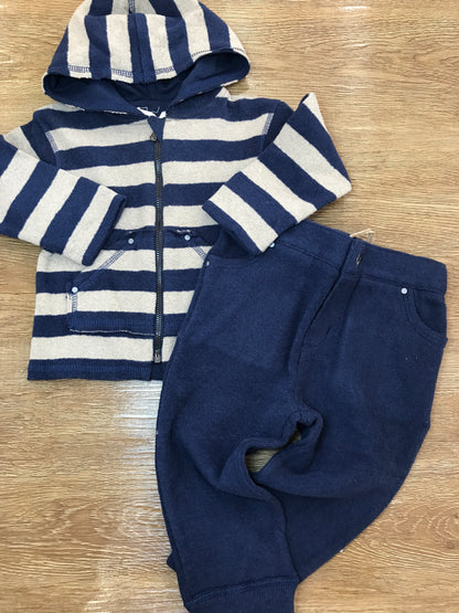 Tuta Maperò due pezzi blu scuro con righe beige