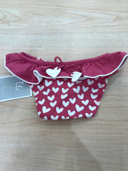 Costume Al Agua Patos con rusche sul retro con tanti piccoli cuoricini
