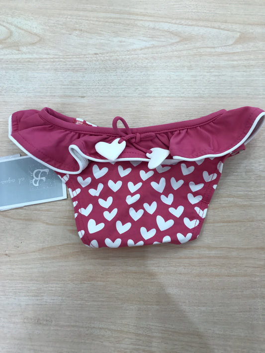 Costume Al Agua Patos con rusche sul retro con tanti piccoli cuoricini