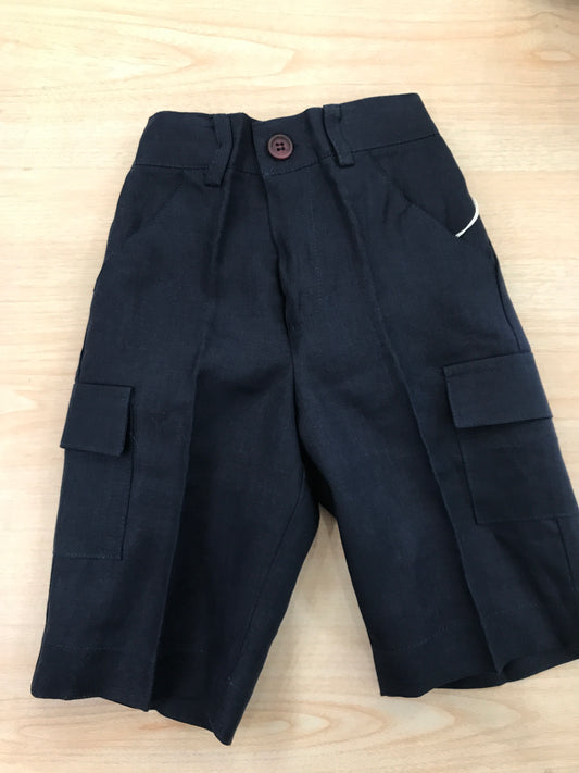 Pantalone Le Guinol in lino blu scuro con tasche laterali