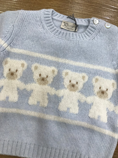 Maglione Jo Milano in lana con piccoli orsetti in panna sul davanti e sulle maniche