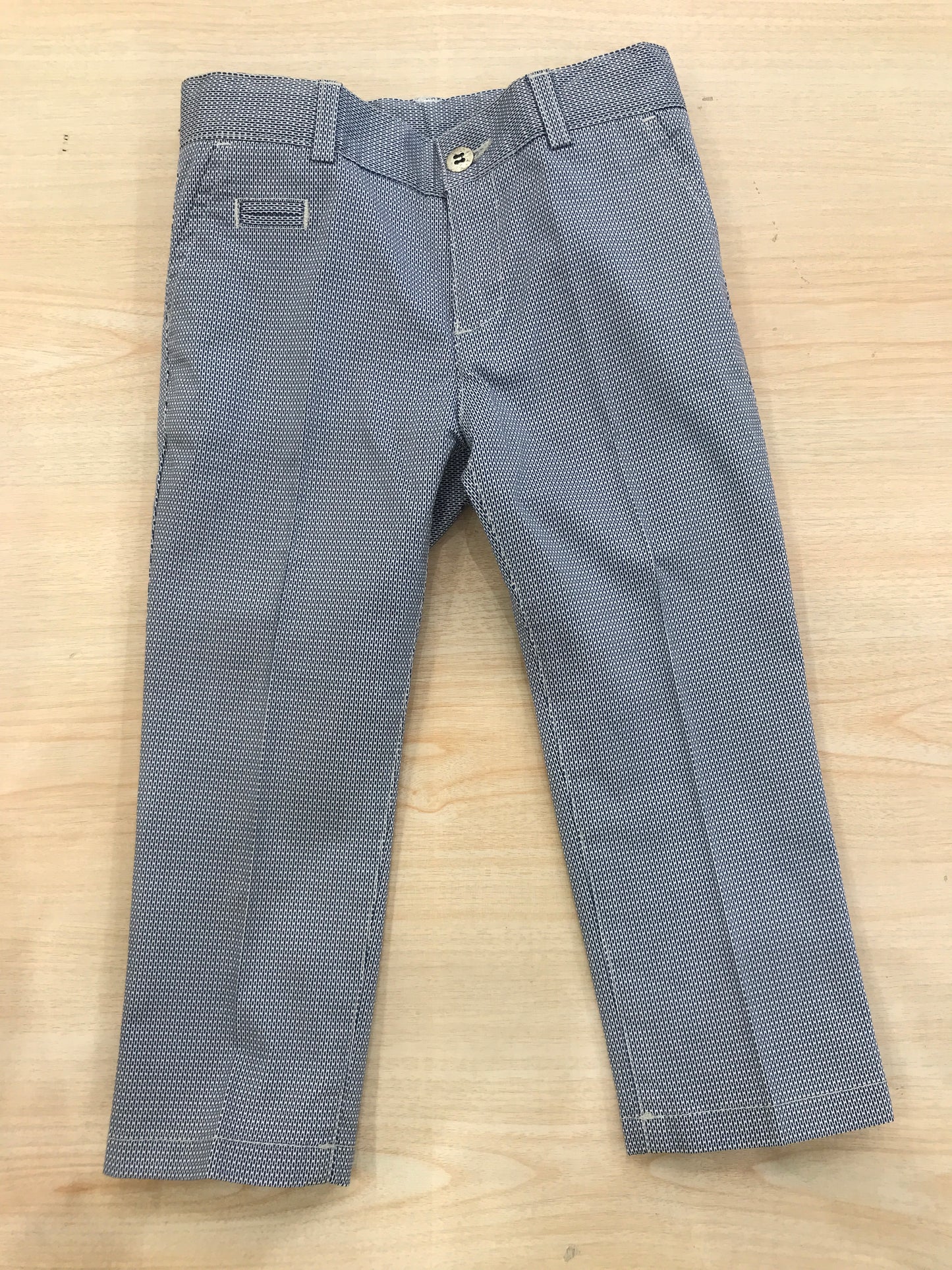 Pantalone John Twig in cotone blu e bianco con tasche e zip