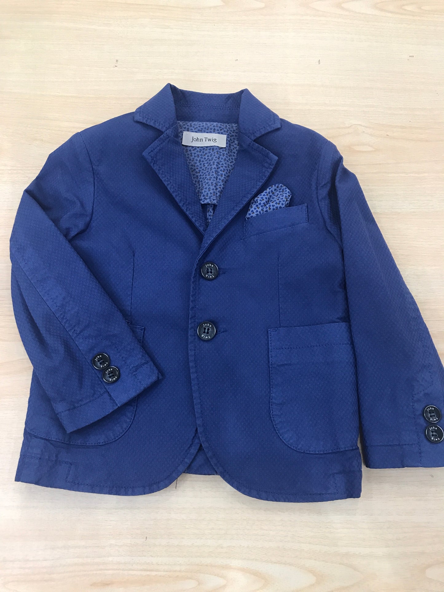 Giacca John Twig bluette con tasche bottoncini e pochette laterale