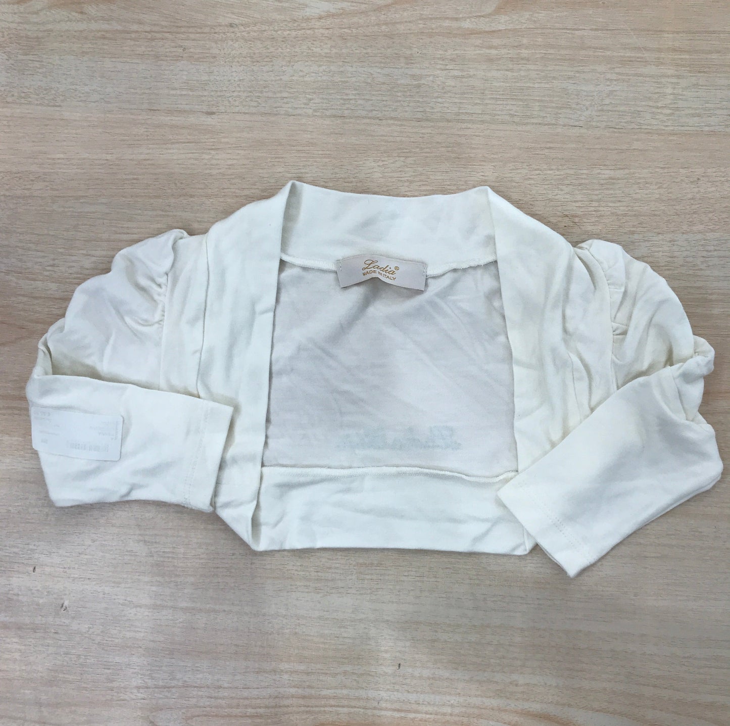 Cardigan Ladia in cotone panna con logo brillantinato sul retro
