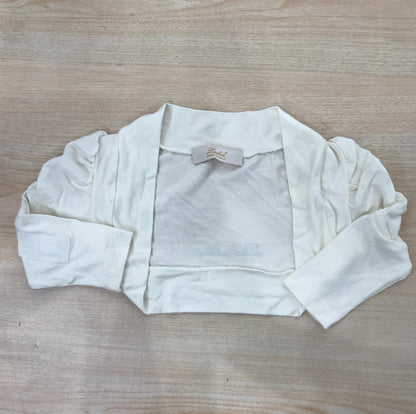 Cardigan Ladia in cotone panna con logo brillantinato sul retro