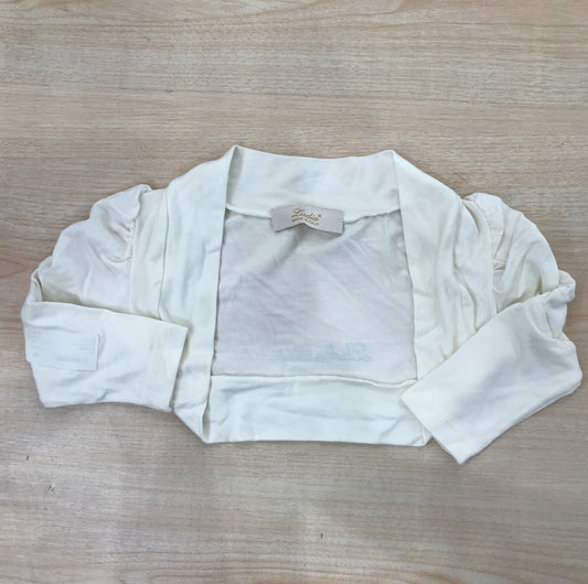 Cardigan Ladia in cotone panna con logo brillantinato sul retro