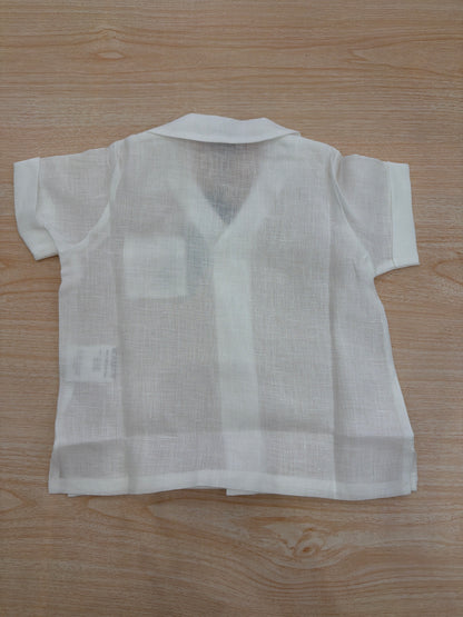 Camicia Jo Milano mezza manica in lino con bottoncini con taschino laterale