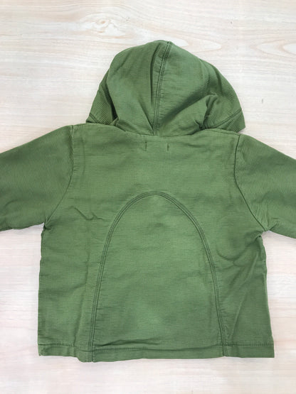 Felpa Maperò in cotone verde manica lunga con cappuccio e bottoni sul davanti