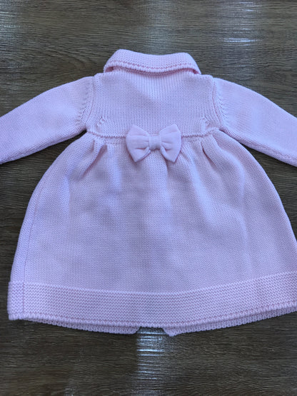 Cappotto Baby Lord in lana rosa con colletto con fiori ricamati