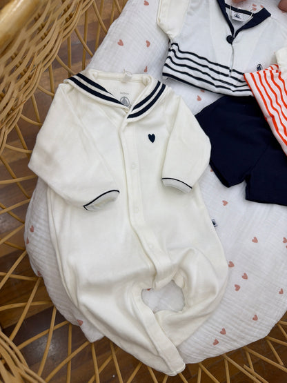 Coordinato nascita fratellino e sorellina  Petit Bateau in cotone tema marinaretto
