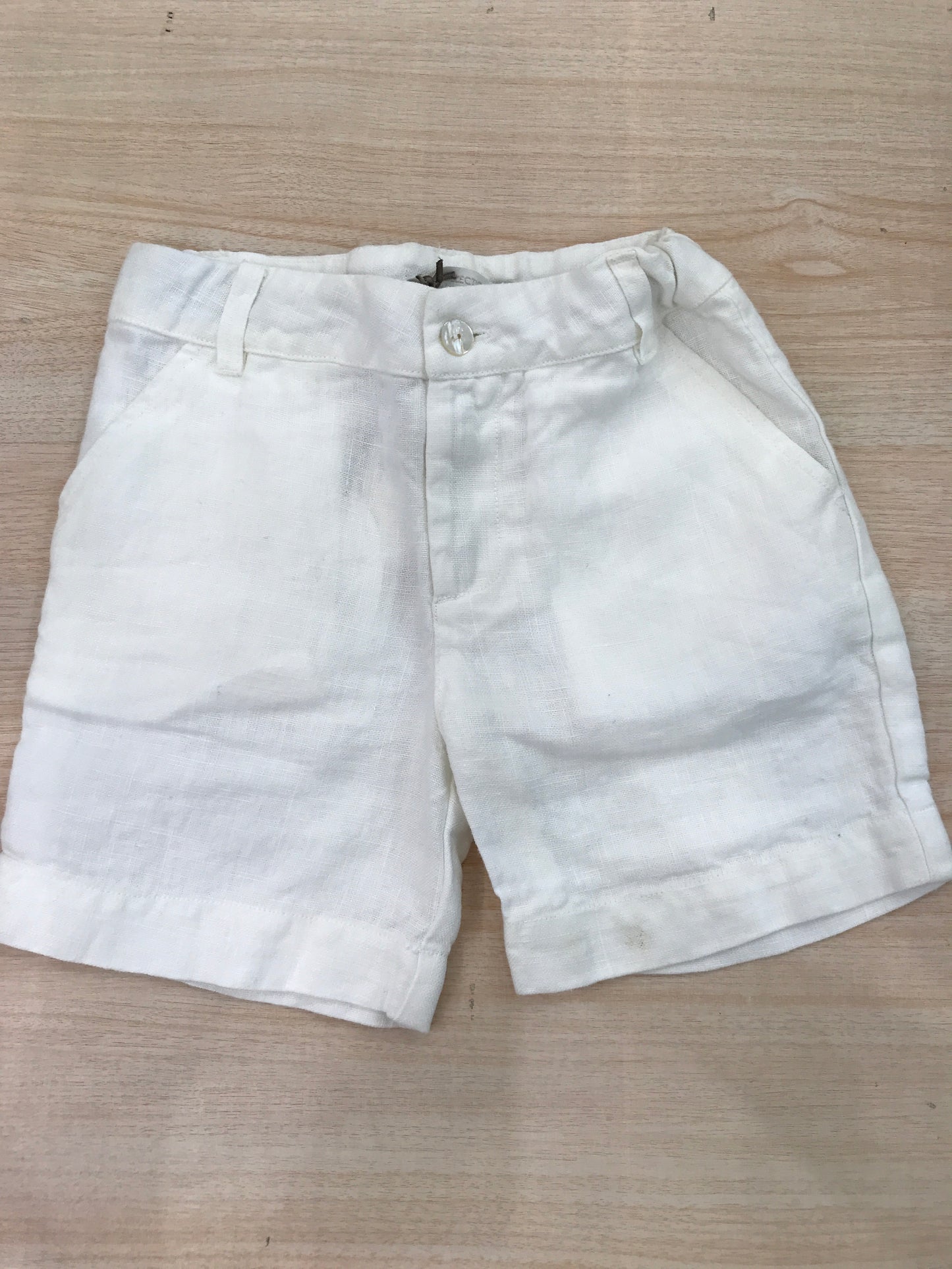 Pantalone Laranjinha in lino bianco con elastico e tasche