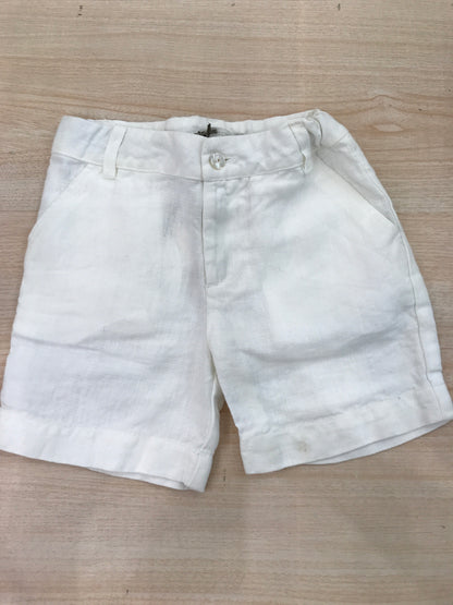 Pantalone Laranjinha in lino bianco con elastico e tasche