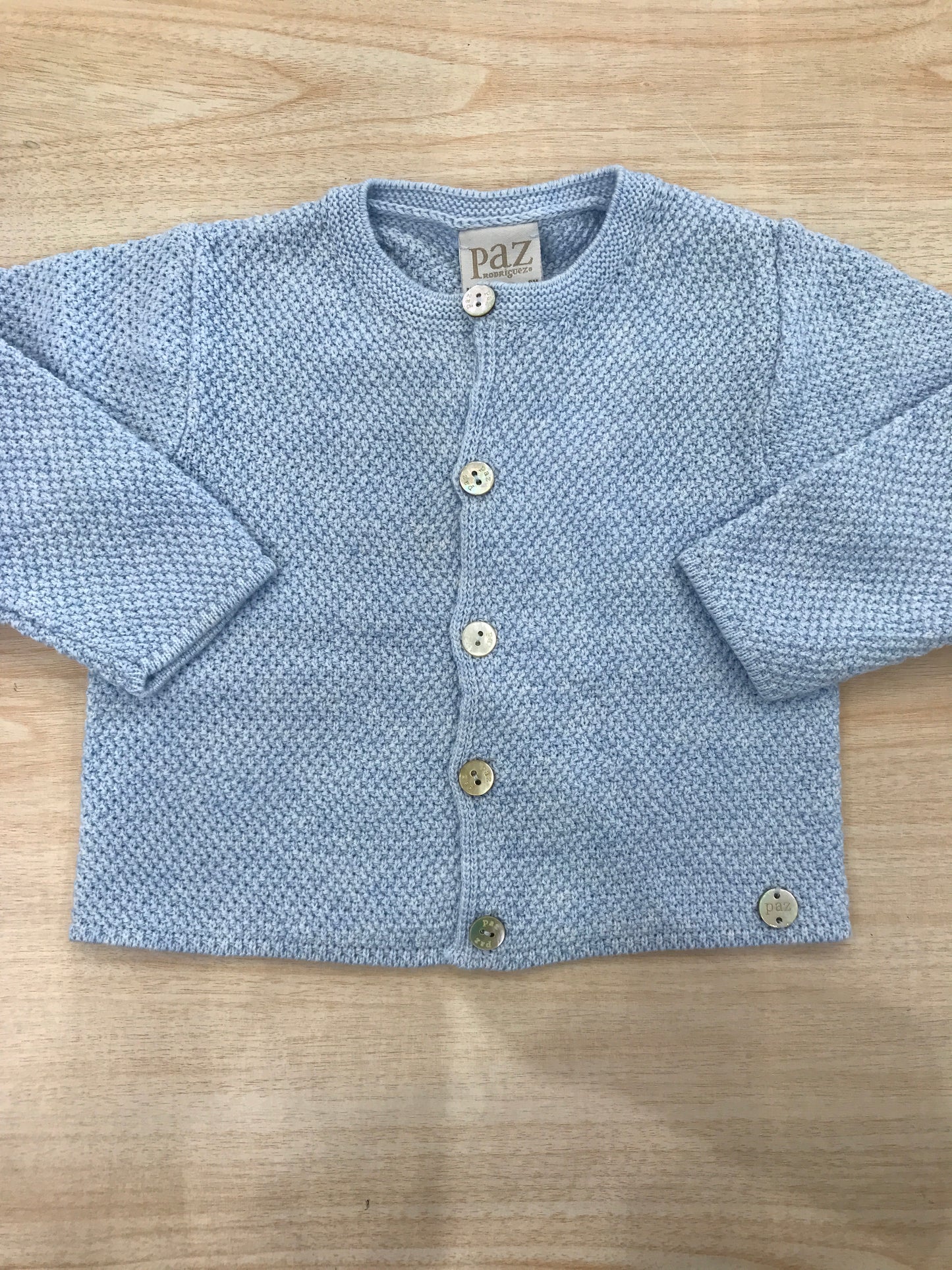 Cardigan Paz Rodriguez in filo celeste con bottoni madreperla