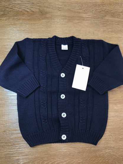 Cardigan Baby Lord in lana blu scuro con piccoli bottoncini sul davanti