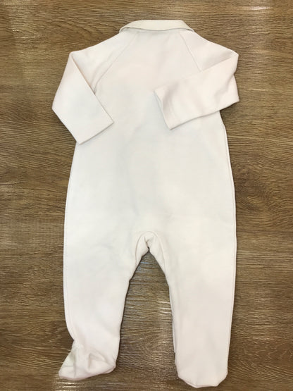 Tutina Laranjinha in caldo cotone beige intera con piedini e rusche trasversale