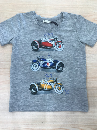 T-shirt Jo Milano in cotone mezza manica con moto colorate applicate sul davanti