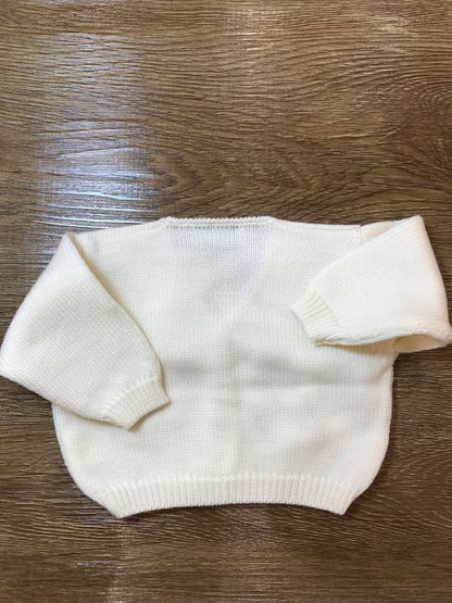 Cardigan Biebi in lana panna con piccoli bottoncini con ricamo sul davanti