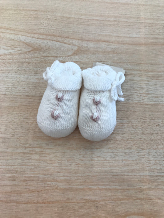 Babbucce Baby Lord in filo bianco con roselline e fiocchetti