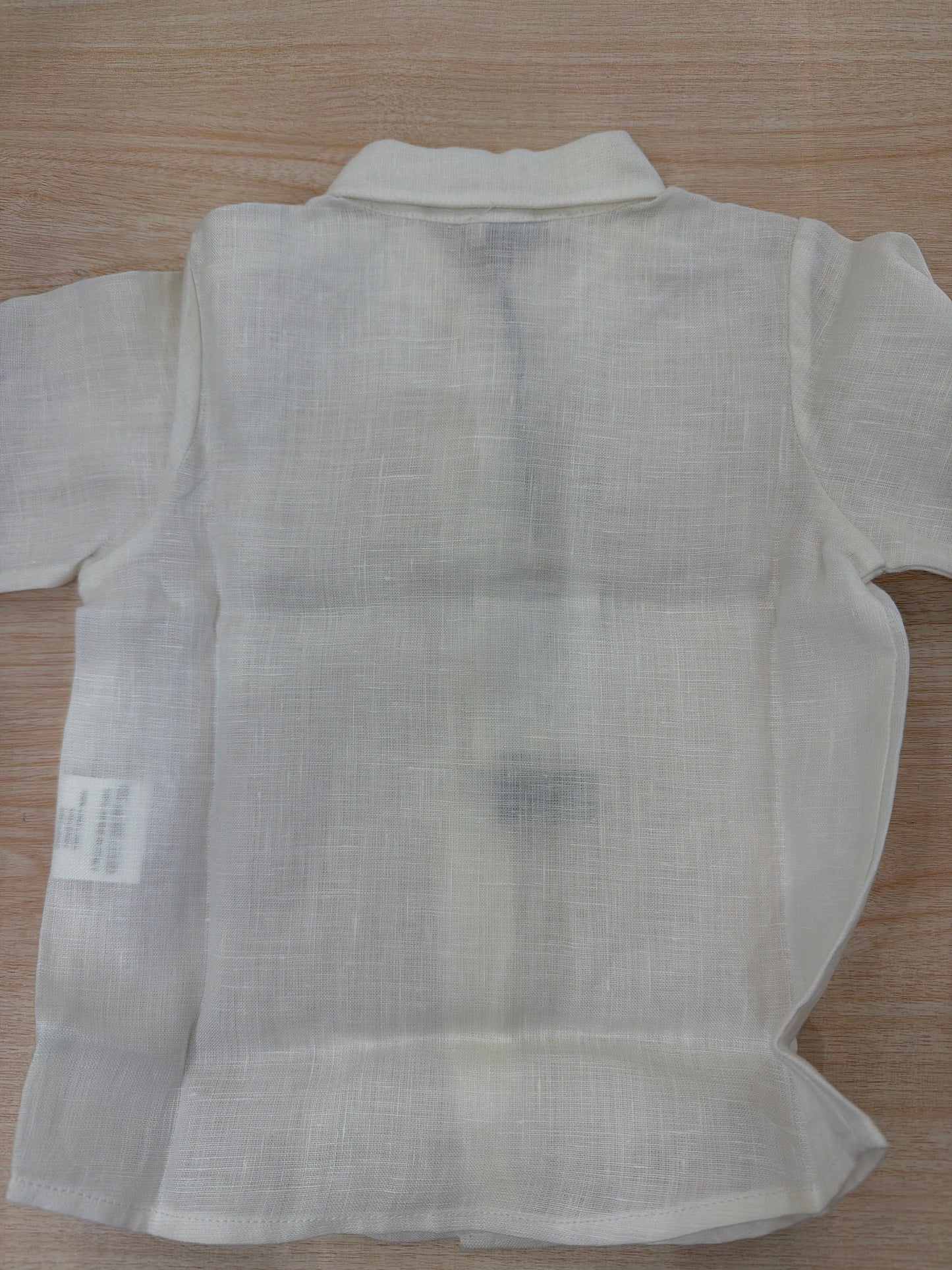 Camicia Jo Milano in lino panna manica lunga con bottoncini in madreperla
