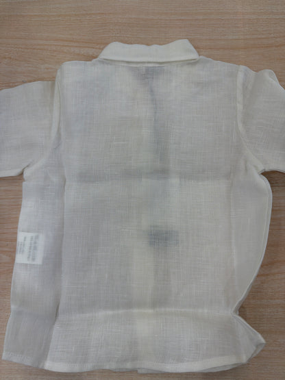 Camicia Jo Milano in lino panna manica lunga con bottoncini in madreperla