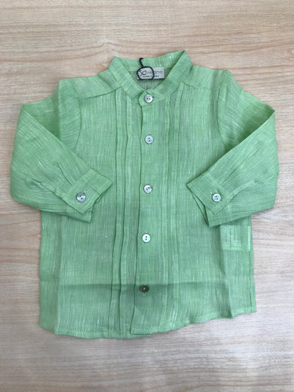 Camicia Jo Milano in lino manica lunga con bottoncini e pieghe sul davanti