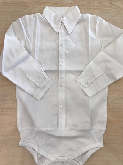 Camicia Coccodè in cotone manica lunga effetto body bianca con collo a punta