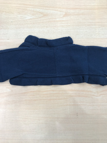Cardigan Juppolà in filo blu scuro con rusche smerlata