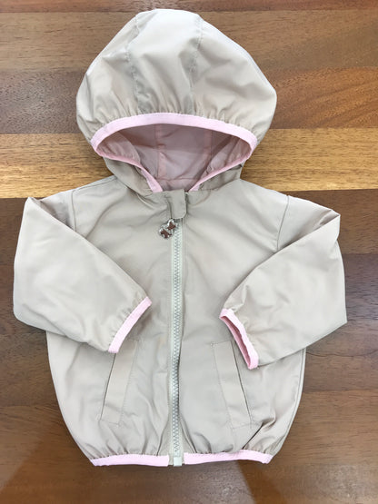 Giacca Impermeabile Nanan double face rosa e beige con cappuccio e tasche