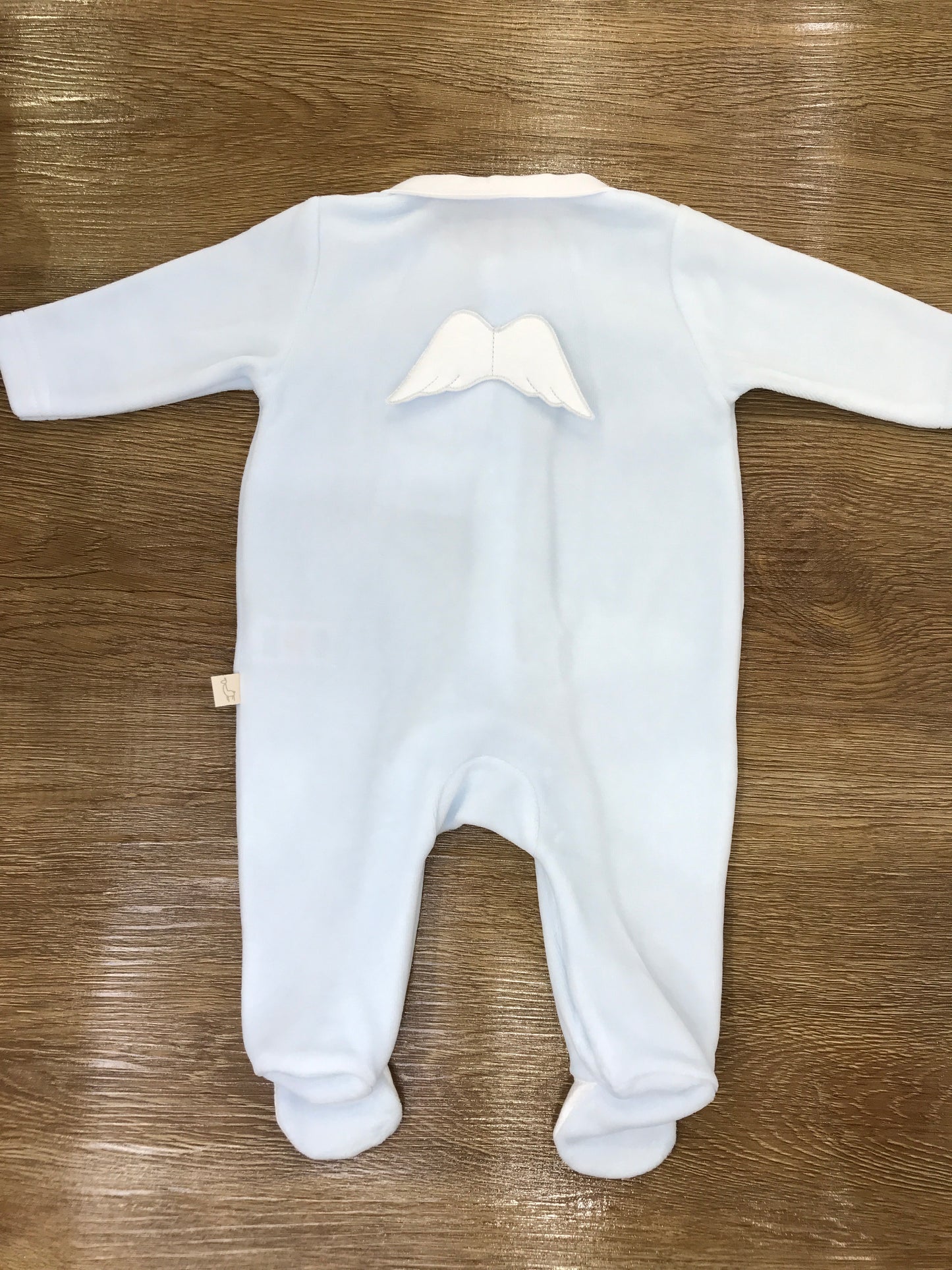 Tutina Baby Gi in ciniglia intera con ali bianche sul retro