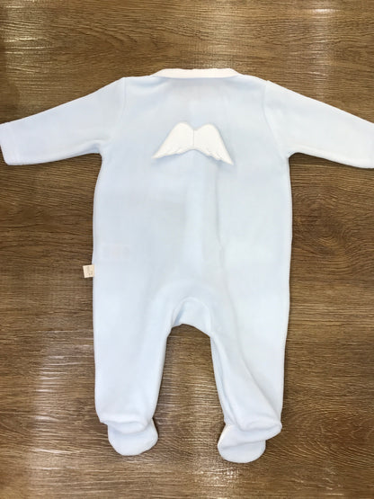 Tutina Baby Gi in ciniglia intera con ali bianche sul retro