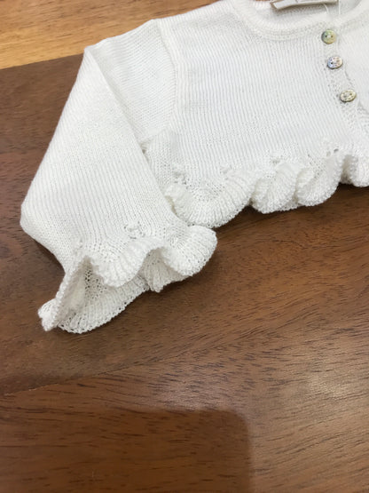 Cardigan Paz Rodriguez infilo panna manica lunga smerlata ai polsini con tre piccoli bottoncini