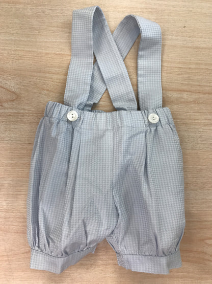 Pantalone Colibrì a sbuffo con bretelle con rifiniture celesti