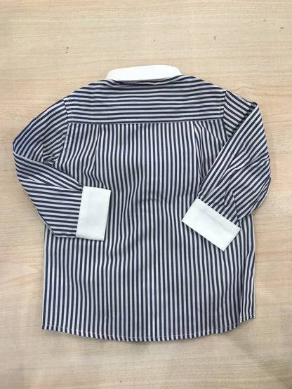 Camicia Les Copains in cotone a righe bianche e blu manica lunga