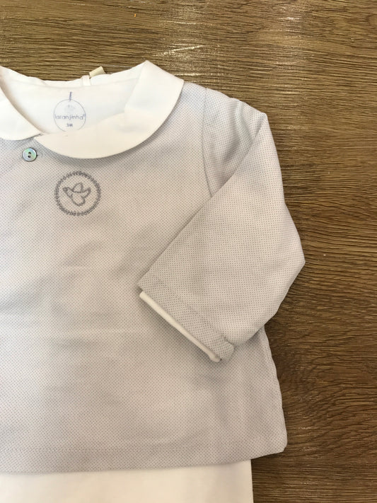 Tutina Laranjinha in caldo cotone intera senza piedini con effetto finta giacchina in grigio