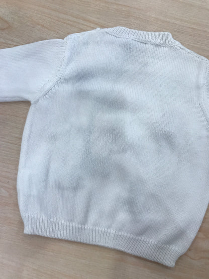 Maglione Jo Milano in filo bianco manica lunga con barche colorate ricamate sul davanti
