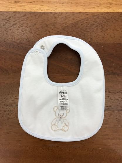 Bavetta Baby Gi in cotone con orsetto ricamato al centro con fiocchetto