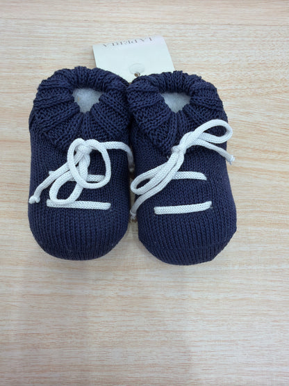 Babbucce La Perla in filo blu scuro con fiocchetto bianco sul davanti