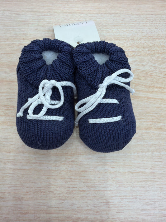Babbucce La Perla in filo blu scuro con fiocchetto bianco sul davanti