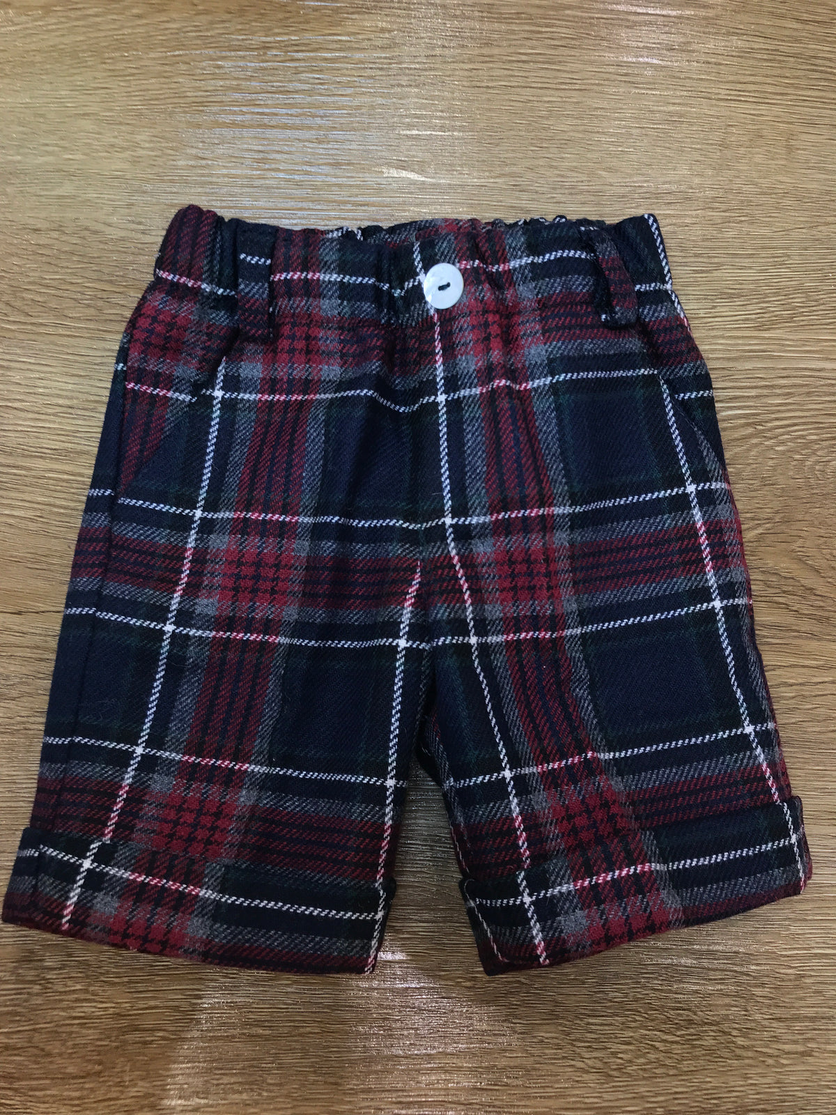 Pantalone Jo Milano scozzese a quadroni nei toni del blu scuro bordeaux verde e grigio