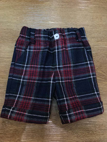 Pantalone Jo Milano scozzese a quadroni nei toni del blu scuro bordeaux verde e grigio