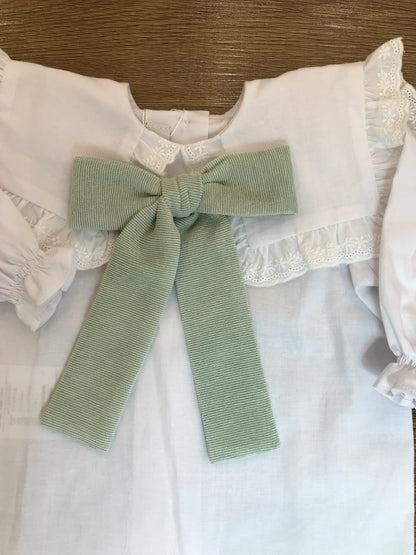 Camicia Fofettes manica lunga con collo con rusche e fiocco in velluto a coste sul davanti