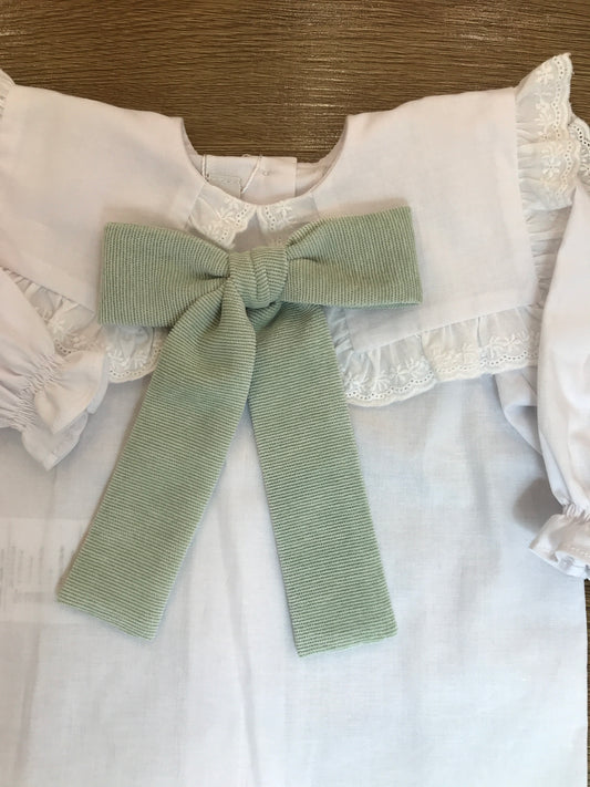Camicia Fofettes manica lunga con collo con rusche e fiocco in velluto a coste sul davanti