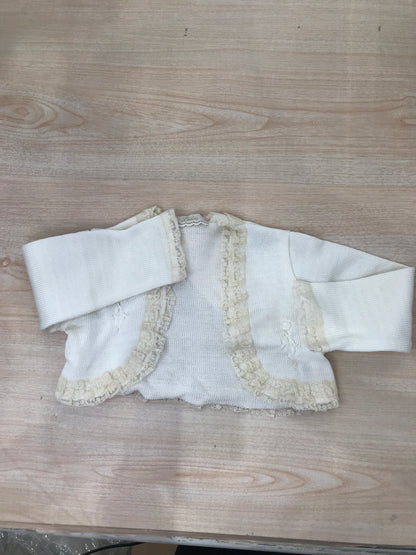 Cardigan Ladia avorio con pizzo sul davanti e sui polsini