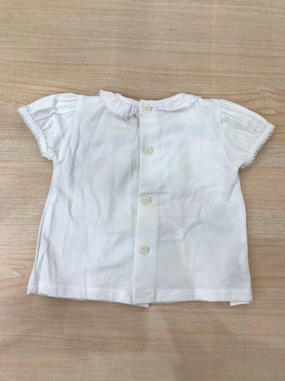 T-Shirt Paz Rodriguez in cotone mezza manica con collo con rusche smerlata con e con applicazioni sul davanti